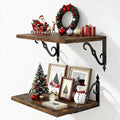 16 Inch Deep Floating Shelves for Wall, 12 Inch Deep Floating Shelf with Bracket, Wall Shelves 16 Inches Long, Wide Display & Storage Shelves for Living Room, Bathroom, Bedroom, Rustic Brown, Set of 2