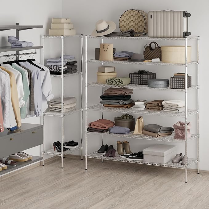 21" Deep x 60" Wide x 74" Height Wire Shelving Kit | 6-Tier | NSF Commercial Storage Rack Unit