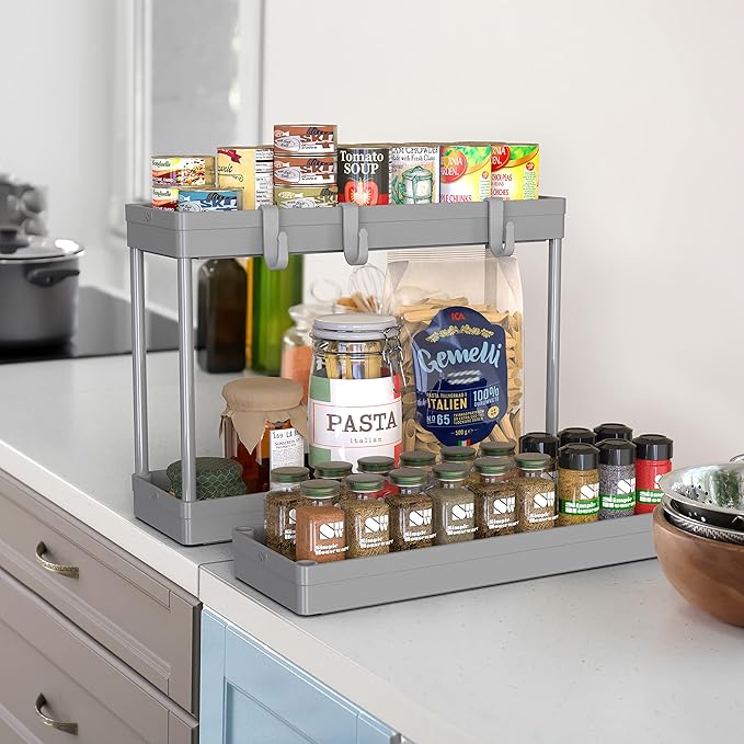 Simple Houseware 3-Tier Slim/Narrow Storage Cart with Handle, 5.5'' Wide x 26.5'' Height Rolling Organizer for Kitchen, Bathroom, Laundry Room - Grey