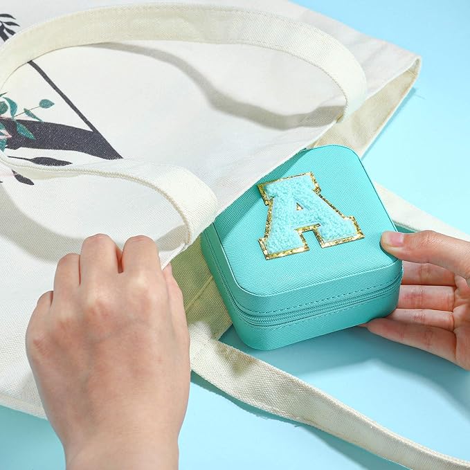 Parima Travel Jewelry Organizer Box - Small Case for Women, Mini Jewelry Box - Letter Z, Aqua Blue