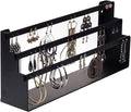 Angelynn's Freestanding or Wall Mounted Earring Holder Organizer Display for Small and Medium Post Stud Dangle Pierced Earrings, Hanging Closet Jewelry Storage Rack, Daelyn Black 6" x14 1/2"