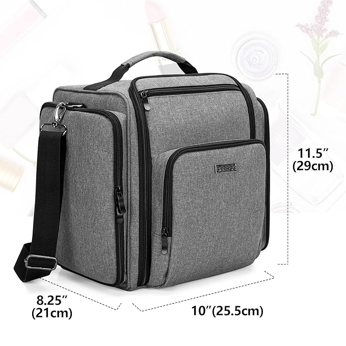 BAFASO Makeup Bag Cosmetic Bag with 4 Inner Removable Pouches, Multifunctional Travel Makeup Case (Patent Pending), Gray