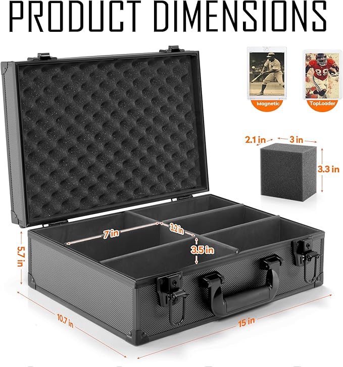 Top Loaders Storage Box with Key Lock - Holds up to 600+ Top loaders or 130+ 35pt One Touch, Trading Card Case Sports Card Storage Box, Not for Graded Card