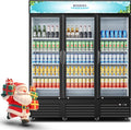 BODEGACOOLER Commercial Merchandiser Refrigerator,3 Glass Door Commercial Beverage Refrigerator, Beverage Display Cooler with Soft LED Light, Adjustable Shelves and 8 Strong Castors, 53 Cu. Ft,Black