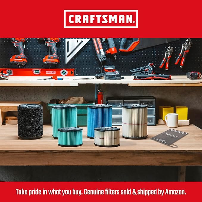 CRAFTSMAN CMXEVBE17595 16 Gallon 6.5 Peak HP Wet/Dry Vac, Heavy-Duty Shop Vacuum with Muffler Diffuser and Dusting Brush