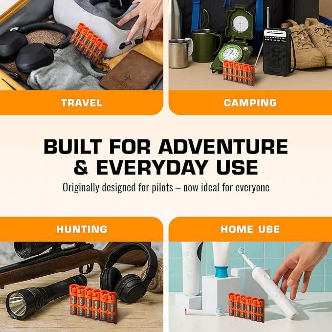 Storacell Slimline AAA-6 Battery Storage Caddy and Dispenser (Pack of 2), Orange, Holds 6 AAA Batteries (Not Included), Durable & Compact Design, The Original Battery Caddy, Made in The USA