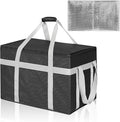 XXXL Insulated Food Delivery Bag with Removable Hard Bottom, Reusable Insulated Grocery Bag for Hot and Cold Food, Catering Cooler for Doordash, Warmers, Parties (Black,1 Pack)