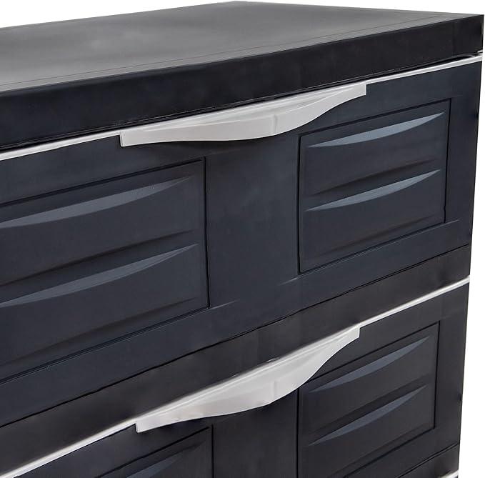 Sunnydaze 3-Tier Storage Cabinet with Drawers - Indoor or Garage Plastic Storage Drawers Organizer - 29.5" H - Garage, Office, Home, Laundry Room - Charcoal