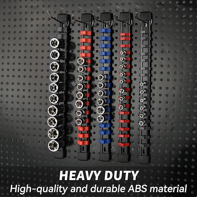 Socket Organizer Drive ABS Tools - Socket Holder, Premium Quality 15 Pieces Socket Holders Kit 1/4-Inch x 80 Clips, 3/8-Inch x 75 Clips, 1/2-Inch x 60 Clips（15PC,Mix-color)