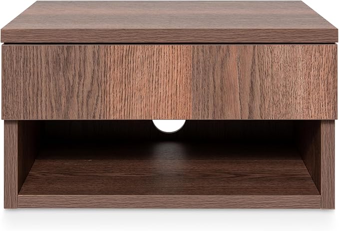 JONATHAN Y NST2002A Ettore 15.71" Mid-Century Modern Floating Wall Mounted Nightstand with Soft-Close Drawer and Cable Hole, Dark Brown