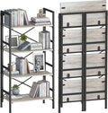 Homeiju Folding Bookshelf,4 Tier Bookcase Foldable Shelf with X-Bracket Design, Adjustable Feet, Space Saving Storage for Living Room, Office, Brownish