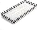 Bathroom Toilet Tank Tray, 13" Wood Toilet Paper Storage Basket Tray Back of Toilet Basket Organizer,Vanity Tray for Perfume Makeup Candle Decor, Black & Farmhouse White
