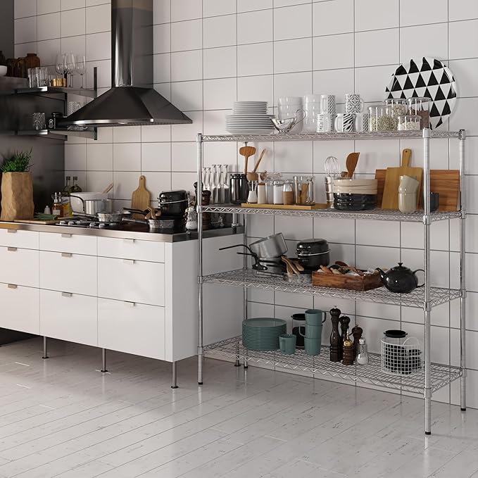 18" Deep x 54" Wide x 54" Height Wire Shelving Kit | 4-Tier | NSF Commercial Storage Rack Unit