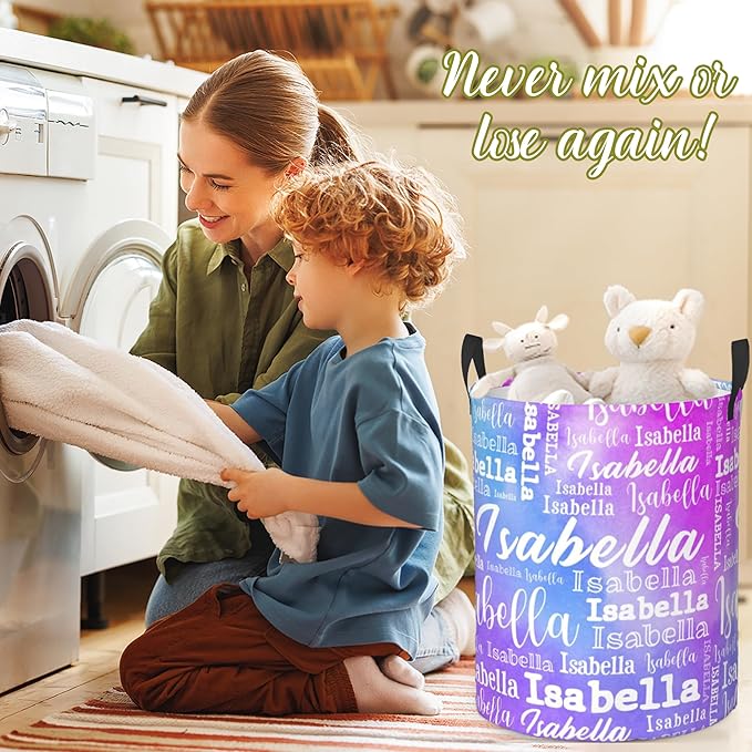 Custom Name Laundry Hamper, Personalized Laundry Baskets with Name for Boys Girls Women Men, Customized Collapsible Dirty Clothes Hamper Easy Storage Gifts for Bedroom Bathroom Living Room