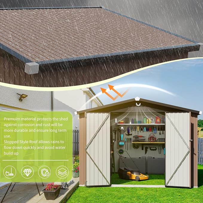 Metal Storage Shed,10x12 Outdoor Storage Building,Large Backyard Sheds with Lockable Door,Waterproof Outside Storage Shed