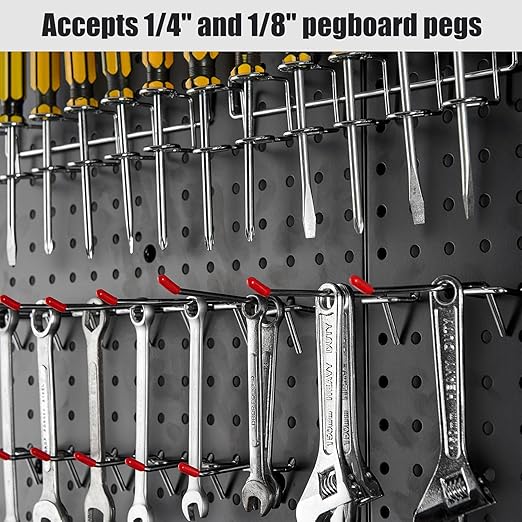 Pegboard Smith 16x16 inch Wall Tool Organizer Pegboard Panels, Black Metal Pegboard for Tool Storage, Workbench Tools Organization Peg Board(4 PCS, Black)