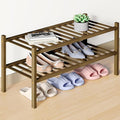 Smiry Bamboo Shoe Rack for Closet, 2 Tier Wooden Stackable Shoe Organizer, Free Standing Shoes Storage Shelf for Entryway, Front Door Entrance, Walnut