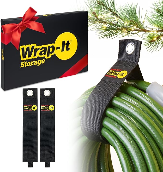 Heavy-Duty Wrap-It Storage Straps, 28-inch (2 Pack) - Hook and Loop Garden Hose Hanger, Pool Cord Storage Organizer for Cords, Tow Rope, Building Materials, RV and Garage Organization