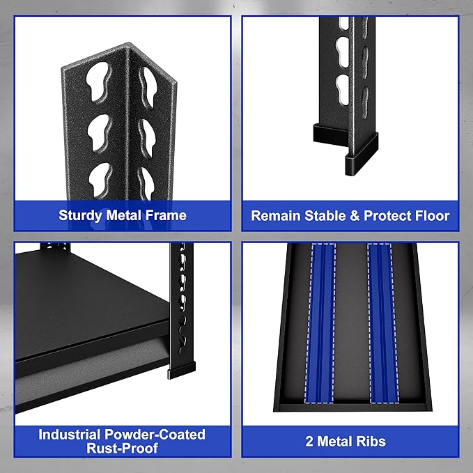 48" W Garage Shelving Heavy Duty, 3000LBS Loads Shelving Units and Storage Racks, 5-Tier Metal Garage Storage Shelves, Industrial Utility Shelf,48" Wx24 Dx78 H