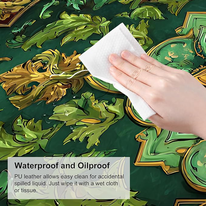 Green Vintage Floral Mouse Pad – Large Extended Desk Mat 31.5 x 11.8 in– Ornate Oriental Carpet Design with Gold & Emerald Motif, Keyboard & Mouse Pad for Office & Home