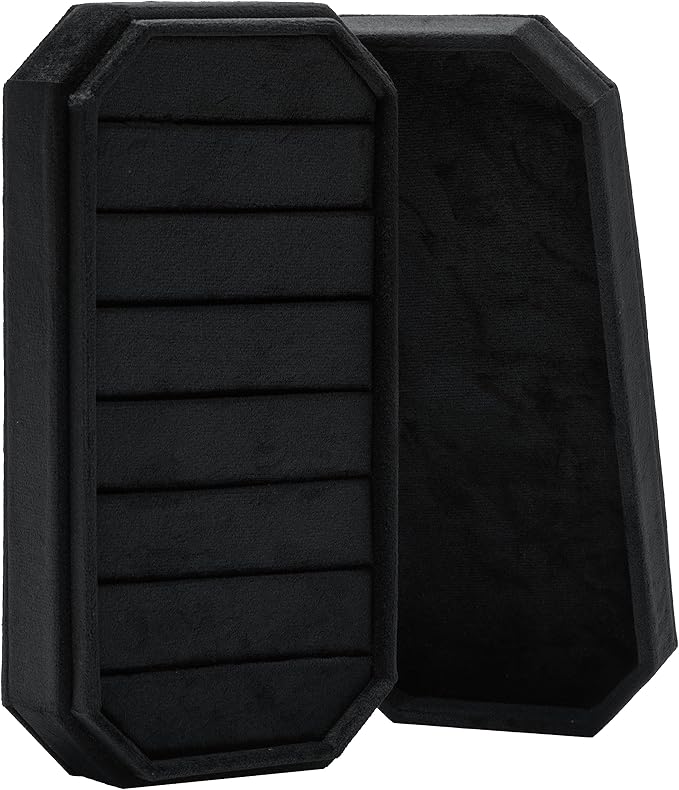 Velvet Ring Organizer Display Tray Jewelry Box Earring Holder Case for Wedding Birthday Christmas Day (Black)