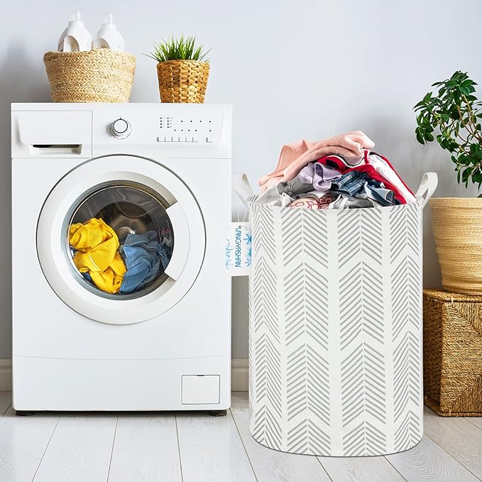LANGYASHAN Laundry Basket Canvas Fabric Collapsible Organizer Basket for Storage Bin Toy Bins Gift Baskets Bedroom Clothes Children Nursery Hamper (Arrowhead)