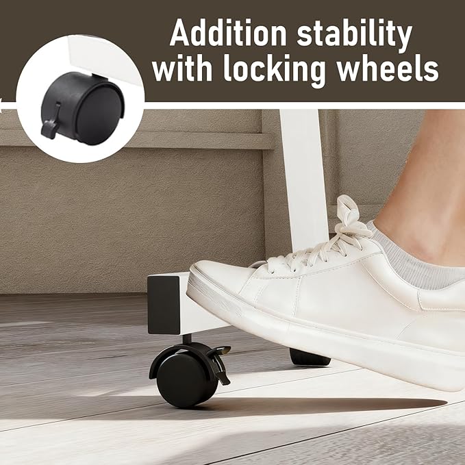 Overbed Bedside Table with Wheels,Small Desk Portable Rolling,Overbed Table Home Use,Movable Desk(White)