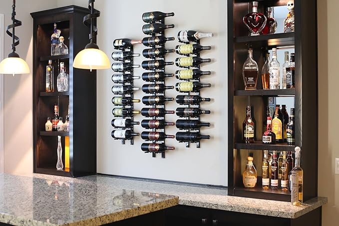 Ultra Wine Racks Wall Mounted Label-Out Wine Racks (4 Foot 2 Deep, Matte Black, 24 Wine Bottles) - Modern Metal Wine Storage, Modular Design for Home Bar, Kitchen, Dining Rooms, & Wine Cellars