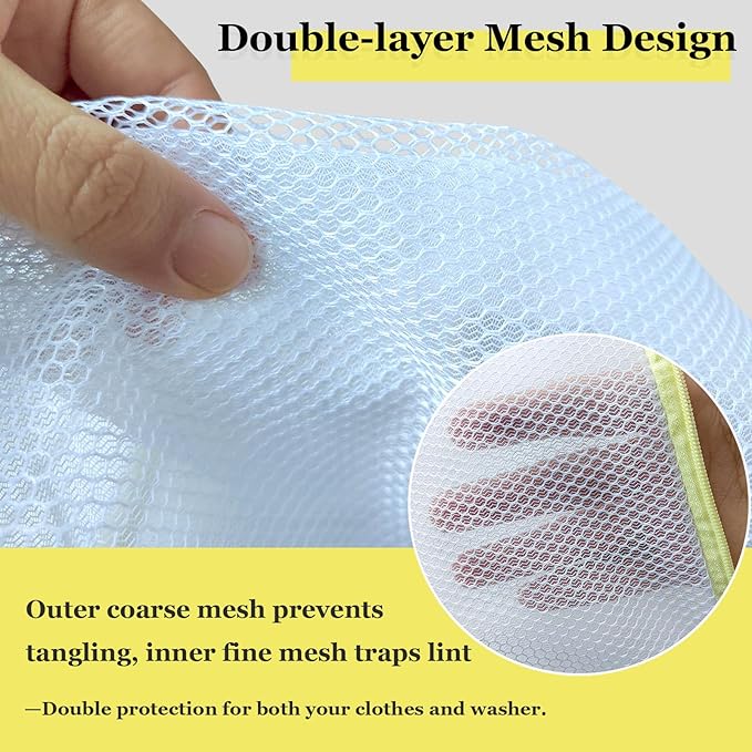 Mesh Laundry Bags for Washing Machine - 10 Pack (12x16 Inch), Double-layer Delicates Wash Protector for Lingerie Clothes