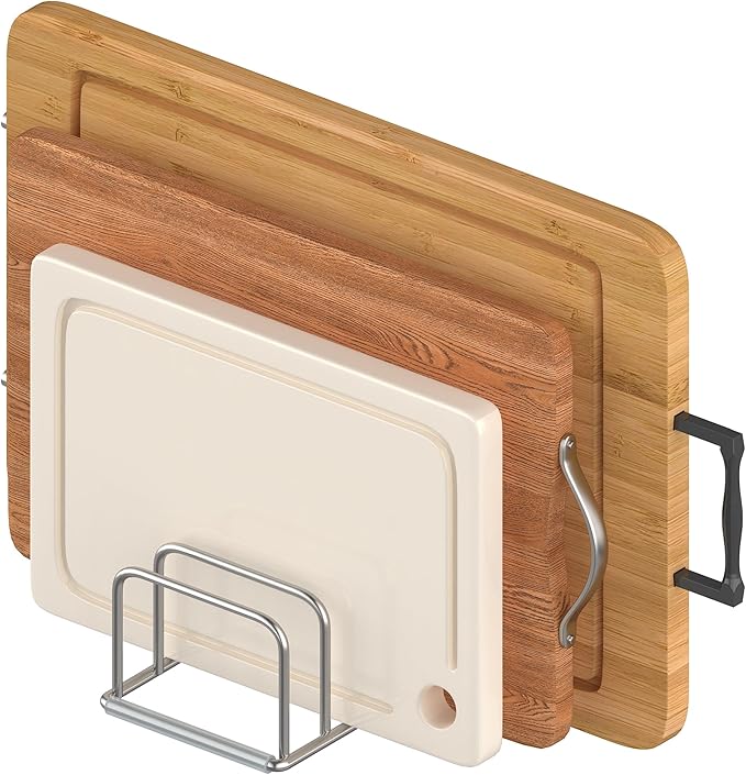 Cutting Board Organizer Stand Holder,304 Stainless Steel Chopping Board Holder,Pot Pan Lid Holder Rack kitchen Shelf Bakeware,Cookie Sheets Organizer (1.0 Inch Width Slots)