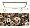 Vintage Beige Floral Mouse Pad – Large Extended Desk Mat 35.43 x 15.75 in – Neutral Retro Botanical Design, Non-Slip Rubber Base, Waterproof Surface, Oversized Keyboard & Mouse Pad for Office or Home