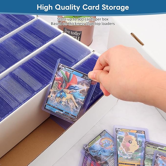 4 Pack Card Storage Box, 3700 Count Trading Card Storage Box White Sports Storage Cards Box Organizer Sorting Tray Cases Box for Storing Protecting and Organizing Soccer Cards