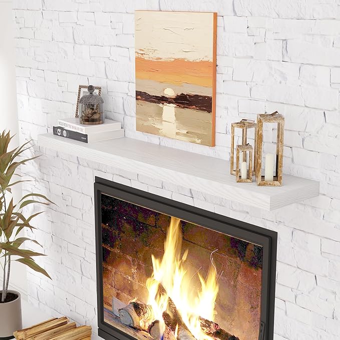 Fun Memories White 55Inch Floating Shelves for Wall 1 Pack Shelves for Bedroom|Kitchen|Bathroom Wall Mounted Rustic Wood Floating Shelf with Invisible Brackets for Books|Storage|Decor
