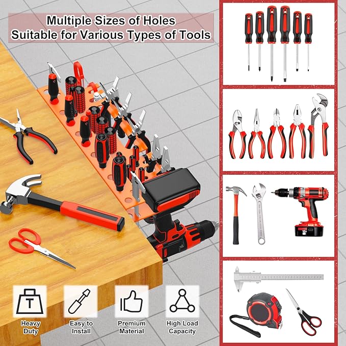 Metal Screwdriver Organizer, Wall Mount Plier Organizer Hammer Holder, Hand Tool Storage Rack for Garage Workshop Workbench(orange, 1PC)