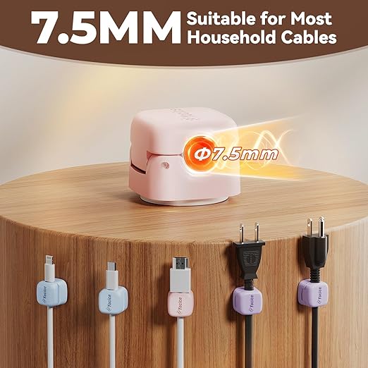 6Pack Rotatable Cord Organizer,Spring Cable Clips Desk Cable Management Cord Holder Adhesive Phone Charger Cord Clips for Home Office Car Wall Nightstand Accessories Multicolor