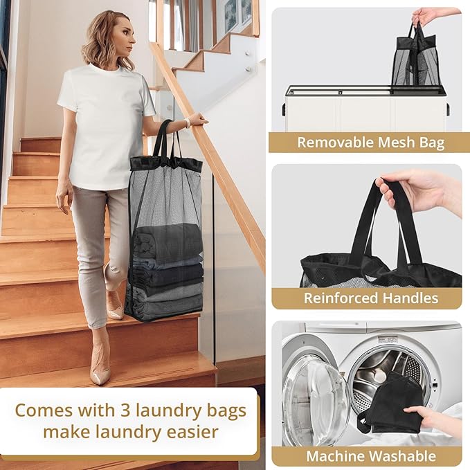 180L Laundry Hamper 3 Section, Large Laundry Basket with Lid, Laundry Basket Organizer with Handles, White Divided Laundry Baskets, Clothes Hampers for Laundry, Bedroom, Bathroom