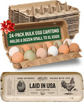 PTCOM Hatortempt Bulk Egg Cartons - 24-Pack, Reusable 12-Count Basket - Recycled Paper Pulp Protection & Ventilation - Fits Small to XL Sizes - Cardboard Dozen Egg Carton Basket