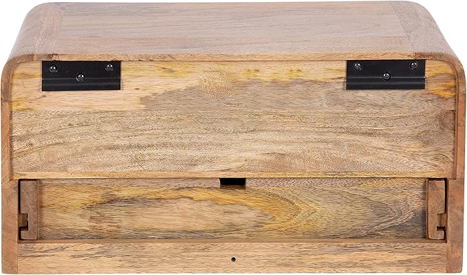 Kate and Laurel Kato Transitional Wood Floating Side Table with Drawer, 18 x 10 x 9, Natural Brown, Modern Wooden Floating Nightstand for Bedroom Bedside Table