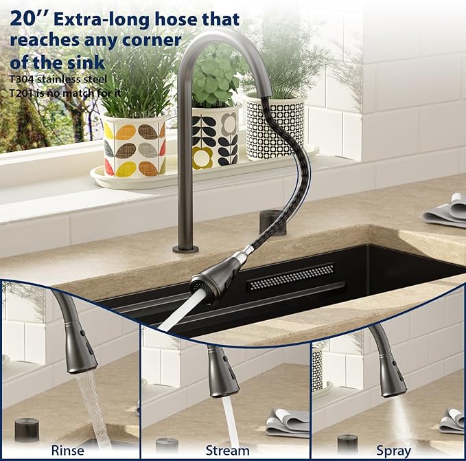 Lordear 30 Inch Waterfall Kitchen Sink Black - Undermount Kitchen Sink Workstation Stainless Steel 16 Gauge Single Bowl NANO-PVD Handmade Under Counter Smart Kitchen Sinks With Faucet