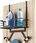 KES Over The Door Ironing Board Holder, Ironing Board Hanger Door Mount with Storage Shelf Y and T Shaped Fits for 1 3/8 Doors Matte Black, HIR501A-BK