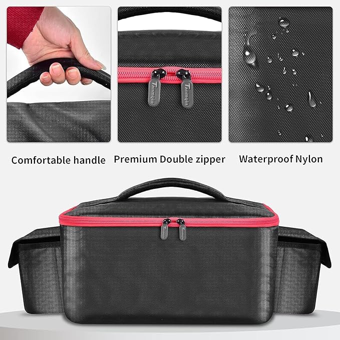 Air Compressor Bag Compatible with Milwaukee M18 Inflator 2848-20/2771-20, Air Pump Carrying Box for Milwaukee Tools,Storage Holder for 18V 3.0/4.0/5.0/6.0/6.5/7.0/8.0Ah Battery (Case Only)-Black