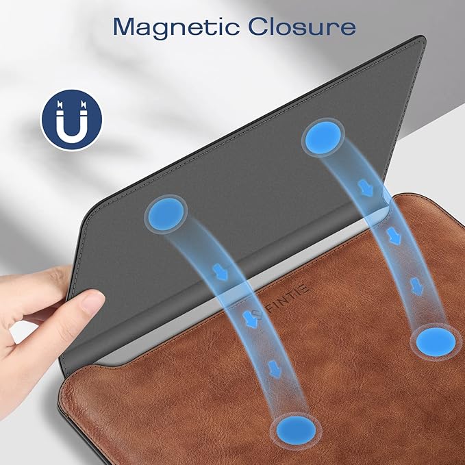 Fintie Sleeve Case for MacBook Air 13.6 A3240 A3113 A2681, Pro 14 A3434 A3401 A3185 A3112 A2992 A2918 A2779 A2442, MacBook Pro/Air 13 - PU Leather Slim Bag Cover with Stand Feature, Brown