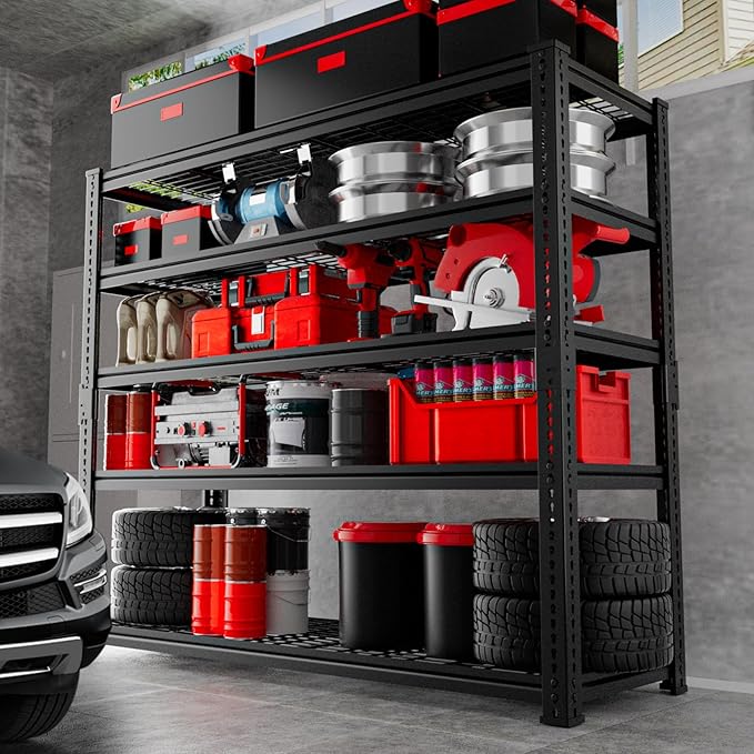 Storage Shelves 2PCS, Garage Shelving Heavy Duty 2800 LBS Capacity, 48" L x 18" W x 72" H Adjustable Metal Shelving Organizer Wire Rack, 5 Tier Utility Shelf Unit for Pantry Closet Warehouse