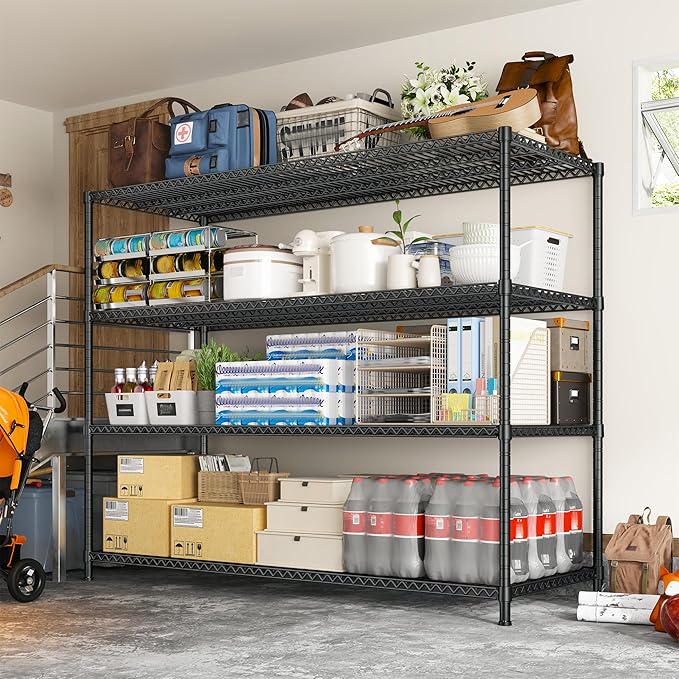 2500 LBS Storage Shelves 68.1"W Wire Shelving Unit, Garage Shelving Heavy Duty, Adjustable Metal Shelving for Garage, Pantry, Kitchen, Basement, Warehouse, Business 68.1"W x 20.9"D x 70.9"H