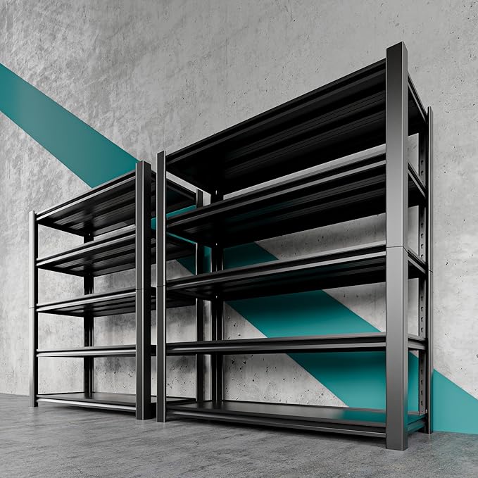 5 Tier Adjustable Metal Shelving Storage Rack,Storage Shelves,59.8" Wx24 Dx76.6 H Garage Shelving Heavy Duty,Industrial Shelving Unit for Basement,Warehouse,Garage Organization.2 Pack