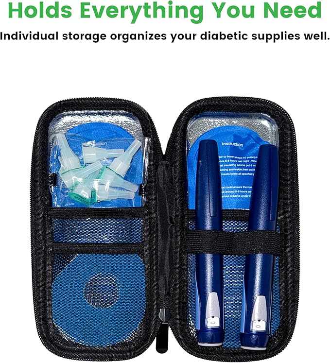 ZLR Insulin Cooler Travel Case with 2 x 90g Ice Packs, TSA Approved Diabetetes Insulin Pen Bag, Easy to Carry Medicine Insulated Cool Organizer for Diabetic, Small