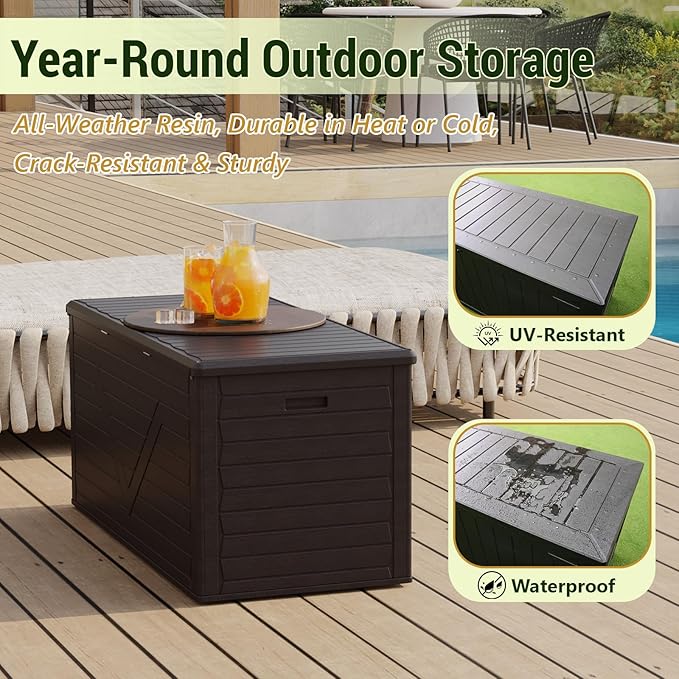 Outdoor Storage Box, 70"×32“-Deck Box Outdoor Storage Bench Outside Waterproof Resin Storage Bench, Lockable Patio Cushions, Garden Tools Storage For Furniture, UV Resistant(Black)