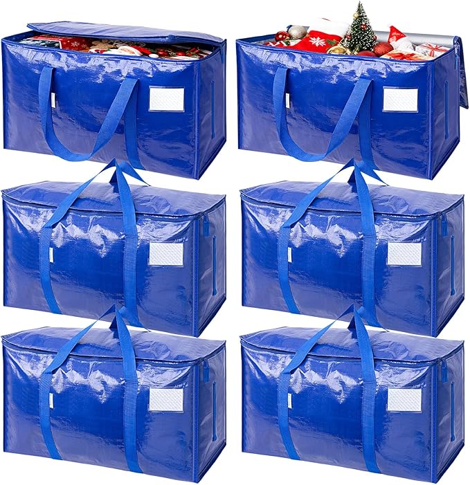TICONN 6 Pack Extra Large Moving Bags with Zippers & Carrying Handles, Heavy-Duty Storage Tote Moving Boxes for Space Saving