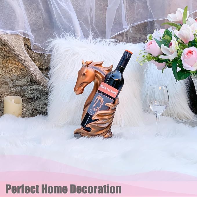Wine Bottle Holder Wine Racks Tabletop Horse Statue as Home Kitchen Wine Cellar Decorative Storage Organizer, Whimsical Decor Horse Decor Horse Wine Lovers Gifts for Women (Bronze)