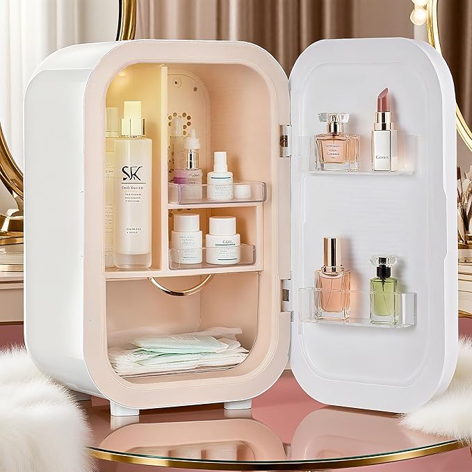 22L Mini Skincare Fridge, Beauty Fridge for Cosmetic Storage, 44°F Intelligent Temperature Control, Personal Small Makeup Refrigerator for Bedroom, Dorm
